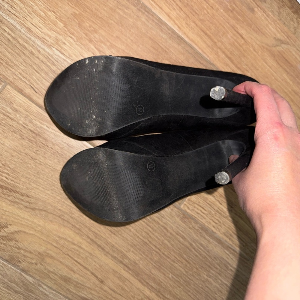 Stiletto platform Peep-Toe Heels black suede like material - Picture 7 of 7